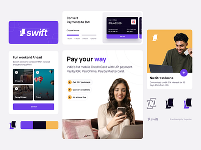 SwiftPay UI-UX app bhim upi branding cards color palette credit card design fintech graphic design logo typography ui upi