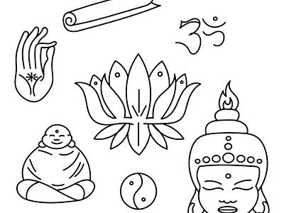 A set of items for balance harmony yoga app branding design graphic design illustration logo typography ui ux vector