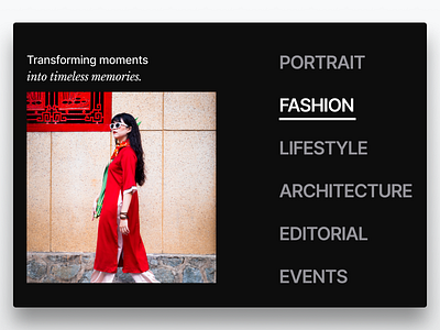 Photography Portfolio branding camera design explore fashion figma memories photography portfolio services ui ux web design works