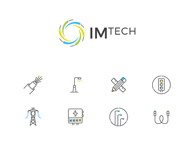 Imtech construction electric electricity energy icon set icons optical fibre power tech wire