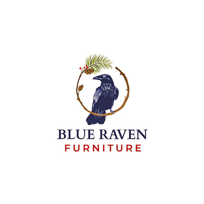 Blue Raven Furniture art black blue branding design furniture graphic design icon illustration logo raven vector