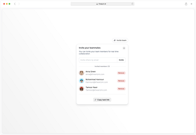 Invite Team Members modal - Fintech design minimal mobile ui ui uiux uxdesign