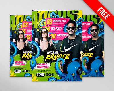 Free Concert Tour Flyer PSD Template branding club flyer concert flyer design flyer design free free psd freebie illustration party flyer psd psd flyer psd template