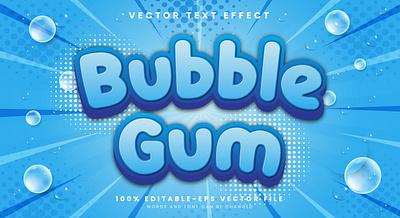 Bubble Gum 3d editable text style Template cream