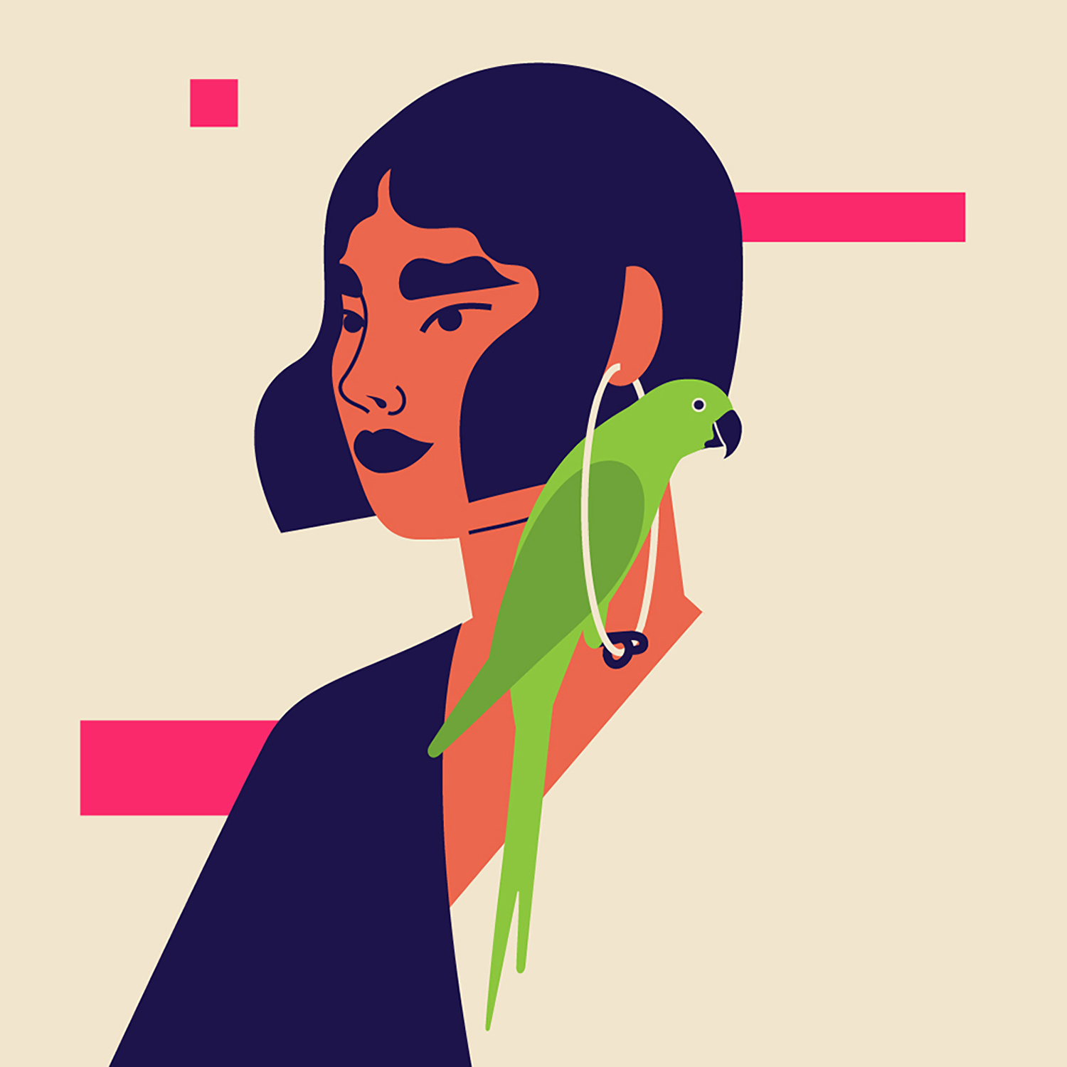Parakeet animal art artwork bird branding design editorial editorial illustration face fashion fauna graphic design illustration lifestyle nature parrot poster print vector website