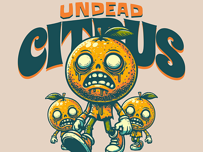 Undead Citrus adorable cartoon citrus cute design funny kittl orange pop culture print on demand printondemand t shirt t shirt design tshirtdesign undead zombie