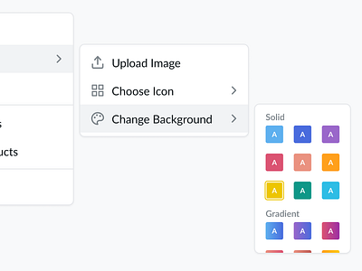 Menu Options avatar change icon color picker colors configuration edit enterprise menu menu options