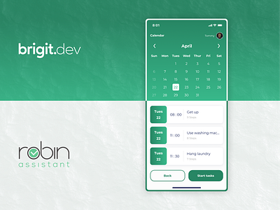 AI in an offline-first app - Robin Assistant assistive app branding brigit.dev graphic design illustration landing page robin assistant task tracker tasks tracker ui ux