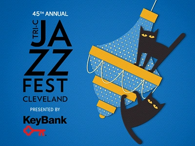 45th Annual Tri-C JazzFest advertising branding cats chandelier design illustration jazz marketing music paper art paper craft papercut photoshop poster