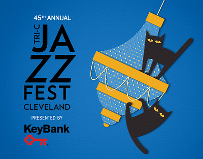 45th Annual Tri-C JazzFest advertising branding cats chandelier design illustration jazz marketing music paper art paper craft papercut photoshop poster