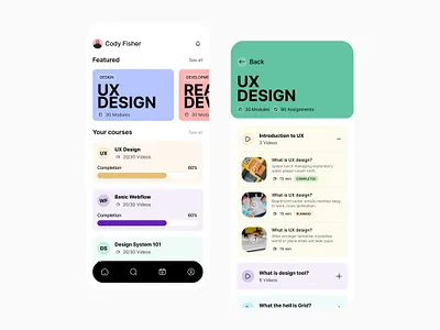 Online Academy Mobile App android app app screens educaion edutech ios app mobile app online academy online course online educaion ui design uiux