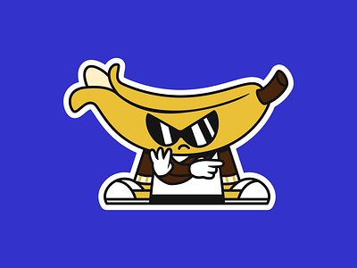 Kool Bananaz 😎🍌 banana branding brown cool design glasses illustration logo mascot outline retro sneaker sticker yellow