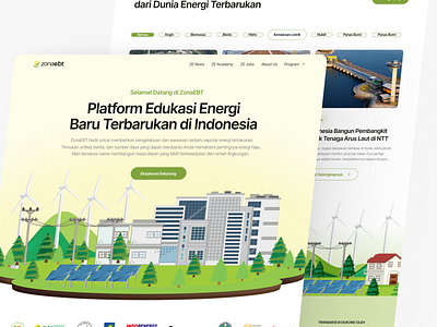 Redesign ZonaEBT Website - Renewable Energy Education Platform app branding design education energy green nuclear platform redesign renewable renewable energy solar panel turbines ui ui design ux website