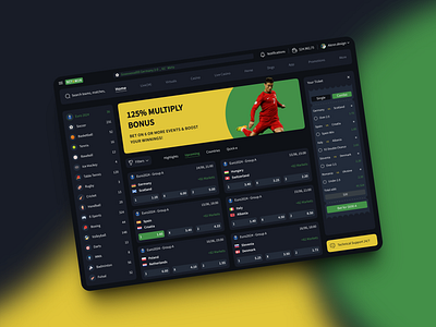 Betting Website - Euro2024 bet bets betslip betting design design app euro24 gambling game game profile gaming match odds odds page soccer sport betting sport interface sports sports feed ui