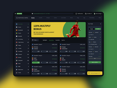 Betting Website - Euro2024 bet bets betslip betting casino crypto casino euro2024 football gambling game gaming match odds online casino soccer sport betting sportsbook ticket ui video tracker