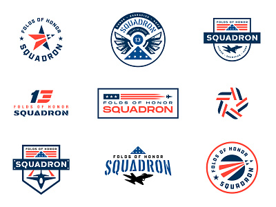Squadron: Folds of Honor logo options aircraft america aviation badge branding jet logo military patriotic squadron star usa wings