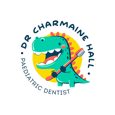 Dr. Charmaine Hall. Children Dentist branding cartoon children children illustration clinic dental clinic dentist dinosaur illustration logo logo design teeth
