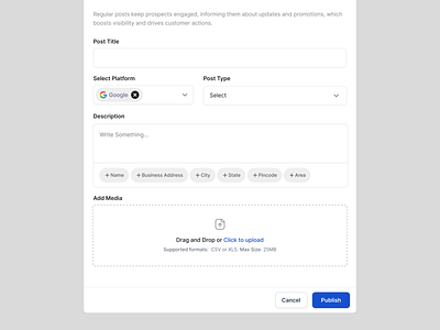 Create Post for promotions components create post design forms google post google review post minimal design minimal form modal forms popup post product design promotion post ui ux ux design