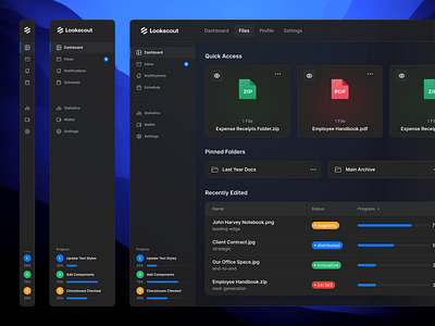 Files & Storage - Lookscout Design System clean dashboard design layout lookscout saas ui user interface ux web application webapp