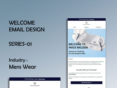 Welcome email design for Mack Weldon branding email email design email flow design graphic design klaviyo klaviyo email auomation klaviyo email design klaviyo email flows