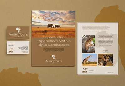 Safari Tour Brand Identity Set africa branding business card flyer giraffe graphic design marketing safari wildlife