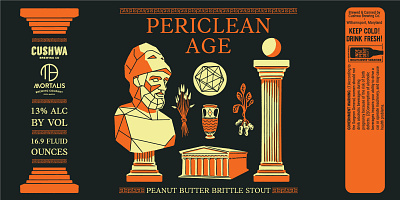 Periclean Age Peanut Butter Brittle Stout ancient greece beer beer label craft beer design drawing graphic design greek history illustration limited palette line art maryland pericles stout
