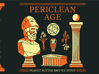 Periclean Age Peanut Butter Brittle Stout ancient greece beer beer label craft beer design drawing graphic design greek history illustration limited palette line art maryland pericles stout
