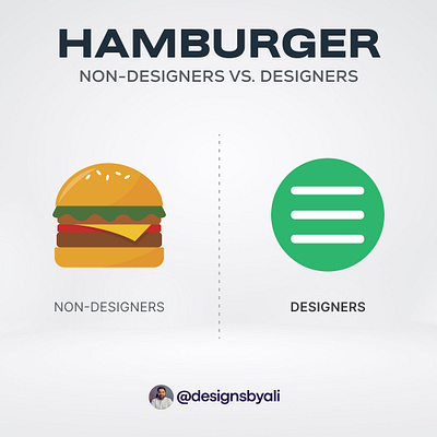 How Designer vs Non-Designers see HAMBURGER creativityunleashed designperspectives designsbyali inclusivedesig uidesign uiux