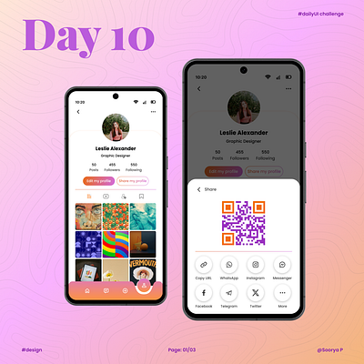 Social Share - #DailyUI Challenge : Day 10/100 100daydesignchallenge dailyui dailyuichallenge mobiledesign socialshare socialshareuidesign ui uidesign