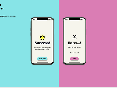 Daily UI Challenge Day #11 Flash Message colorful design error message fun pink success teal ui ux