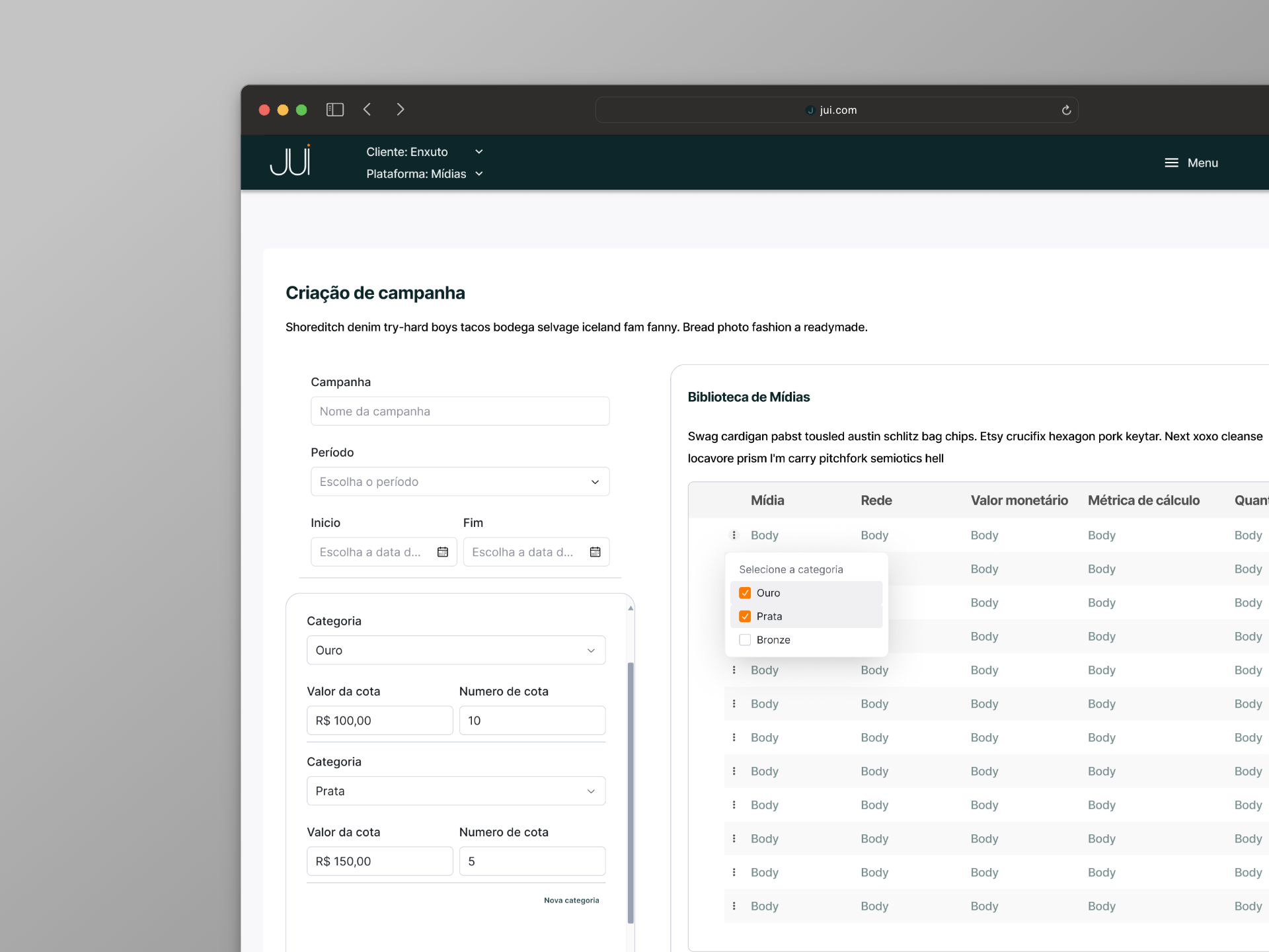 Gestão de produto app design ui