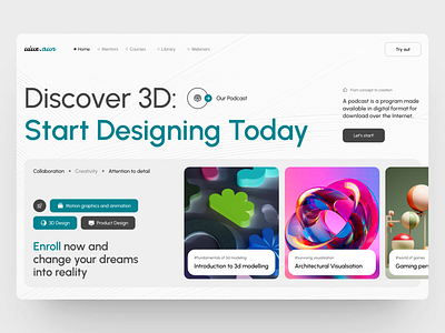 3D Courses Web Design 3d design ui uiesign uiuxdesign ux webdesign