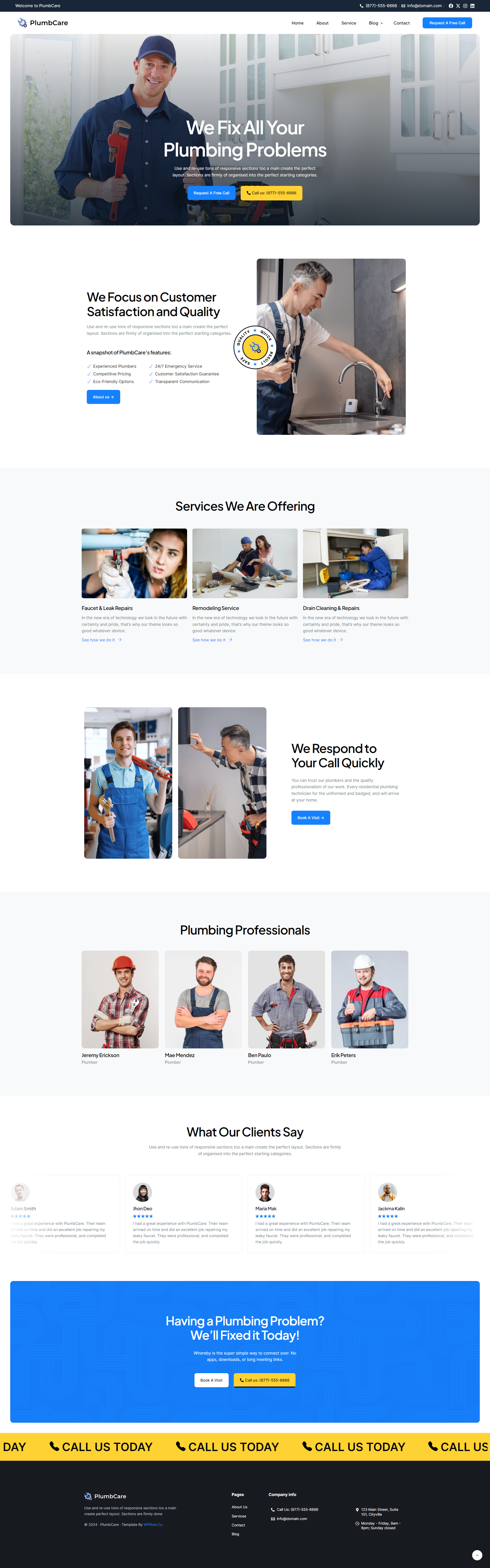 PlumbCare – Premium Plumbing Services Elementor Template elementor template plumber plumber landing page plumber service plumbing company website plumbing landing plumbing landing page plumbing service website plumbing website
