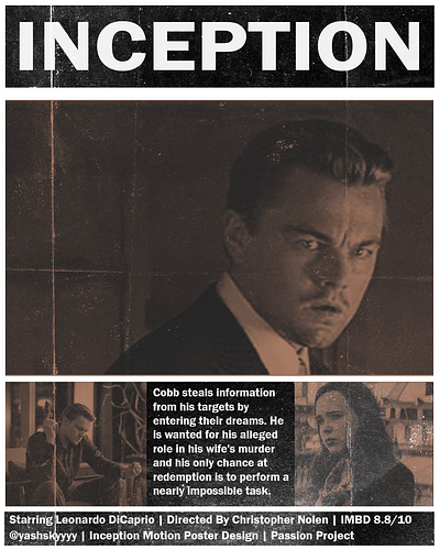 Inception Movie motion poster design desin freelancer inception motion movie poster