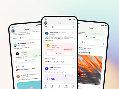 Social Crypto Wallet App appdesign branding clean connect crypto design feed flat minimal mobile mobileapp mobileappdesign people social tailwind ui userexperience userinterface ux wallet