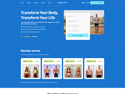 WeightWin – Weight Loss Landing Page for Lead Generation design diet and fitness landing page elementor template fitness fitness website landing page web design website weight loss weight loss landing page weightloss