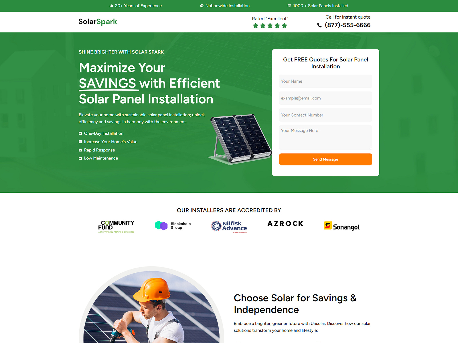 SolarSpark – Solar Lead Generation Landing Page Template by WPRise 💎 on ...