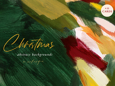 Festive Abstract Painted Backgrounds brush strokes cheerful christmas collection colorful colourful festive green hand painted painted red set x mas