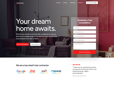 ReVamp – Home Renovation Landing Page for Lead Generation elementor template home improvement home remodeling home renovation home renovation landing page home repair landing page design house renovation interior landing page renovation renovation landing page renovations web design website wordpress