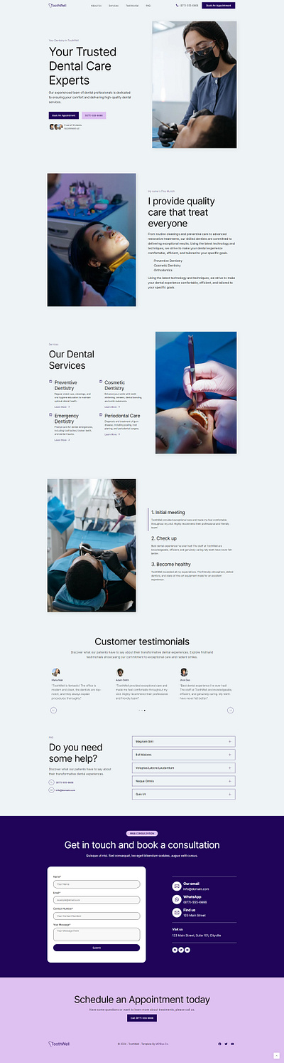 ToothWell – Dental Landing Page For Lead Generation dental clinic dental clinic landing page dental landing dental landing page dental landing page design dental landing page ui dental website dentist dentist landing page dentist website elementor template teeth landing page web design website wordpress