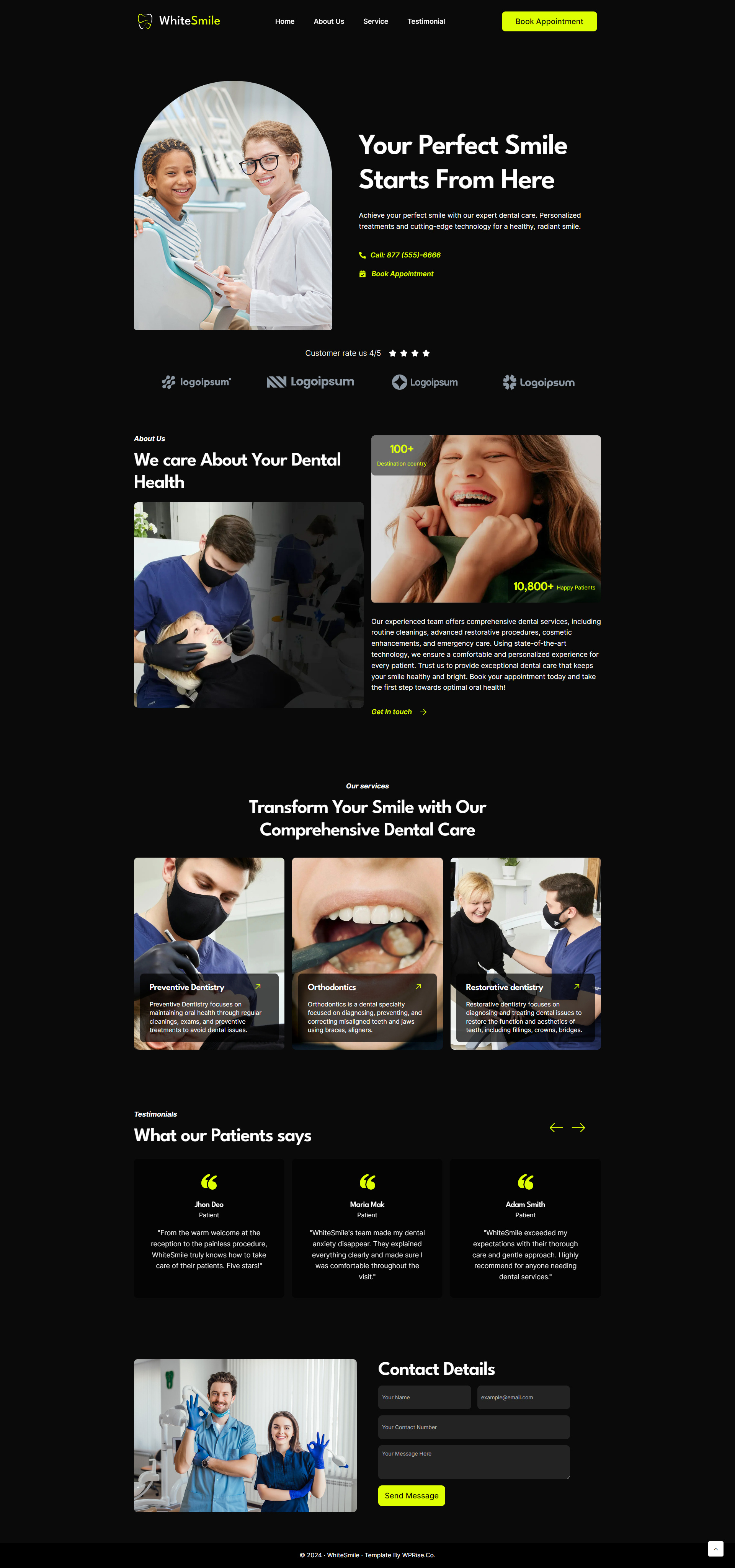 WhiteSmile – Dental Landing Page For Lead Generation dental care landing page dental clinic dental clinic landing page dental landing dental landing page dental landing page design dental landing page ui dental website dentist dentist landing page dentist website elementor template teeth landing page web design website wordpress