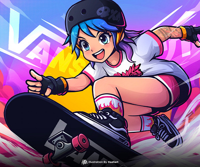 skateboarder.!! characterdesign characters chibi cute digital art illustration illustration art popart skateboard vans