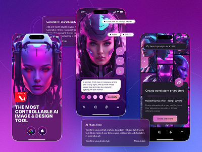 Sydney - AI Generator App concept ai application art artificial intelligence branding cyberpunk dark future generate generator iphone midjourney mobile prompt sdxl ui ux