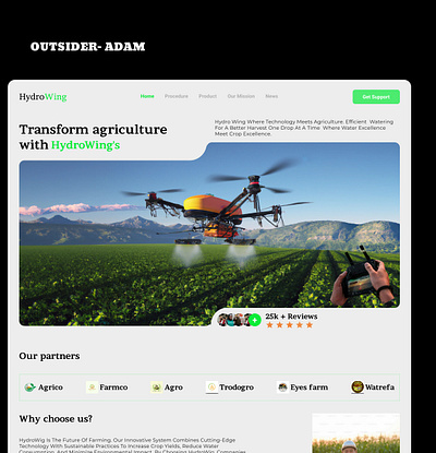 HYDROWING agriculture drones farming irrigation uiux webdesign
