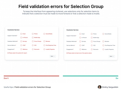 Selection Group | validation errors checkbox checkbox error checkbox group checkbox selection checkbox validation checkboxes error error message errors item item selection radio button radio selection selection group selection items selection validation ux ux tip ux tips validation