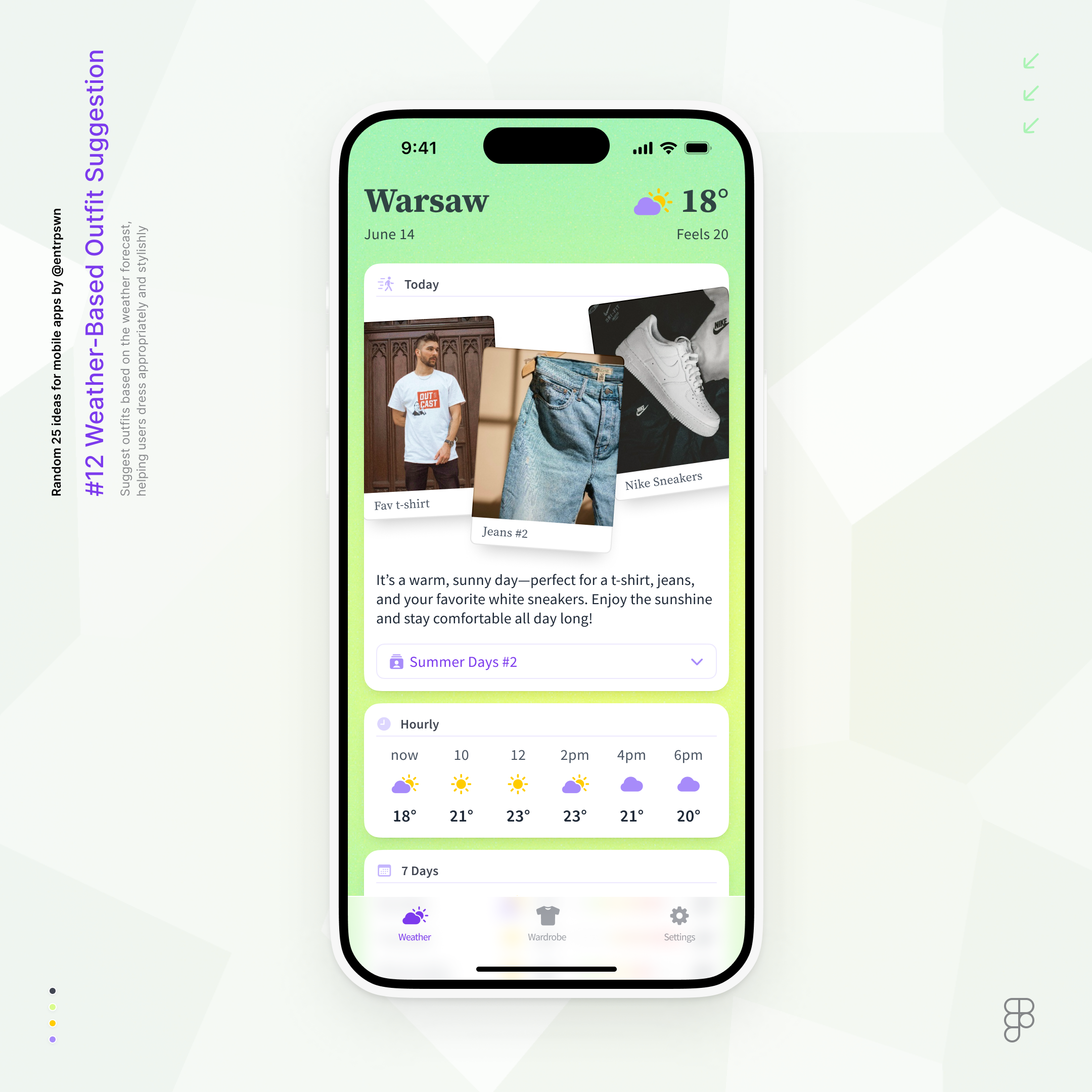 Weather-Based Outfit Suggestion app figma ios mobile ui ui design weather