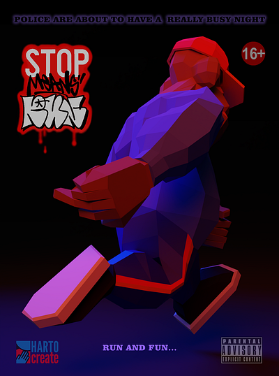 Stop means run ! 3d blender character concept lowpoly