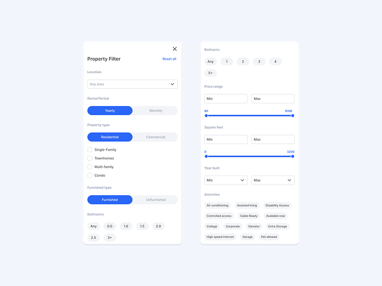 Property Filter by Leyla Musazade on Dribbble