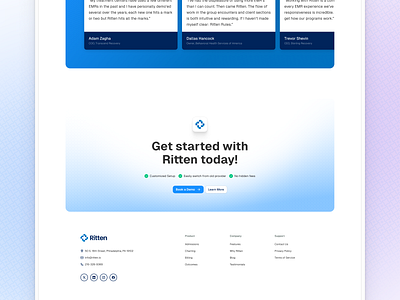 Ritten EMR Website Footer branding clean css design flat footer framer landing page marketing site minimal shadcn shadcnui tailwind ui web design webflow website website design