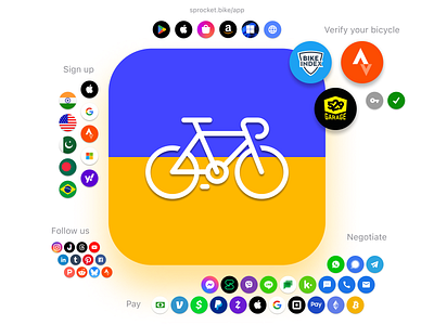 2024 Sprocket Decentralization Dribbble Masthead 🇺🇦 4 Ukraine! app app store apple bicycle bike cycle dribbble entrepreneurship google icon ios iphone macos marketplace mobile sprocket ui ukraine update visionos